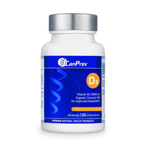 CanPrev D3 Softgels - Organic Coconut Oil (120 softgels)