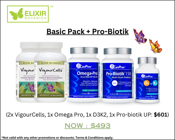 Basic + Pro-Biotik 15B (VigourCells™ x 2, Pro-Biotik x 1, Omega-Pro x 1, D3+K2 x 1)