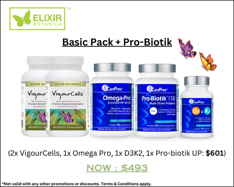 Basic + Pro-Biotik 15B (VigourCells™ x 2, Pro-Biotik x 1, Omega-Pro x 1, D3+K2 x 1)