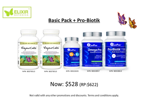 Basic + Pro-Biotik 15B (VigourCells™ x 2, Pro-Biotik x 1, Omega-Pro x 1, D3+K2 x 1) Retail Price @ $622